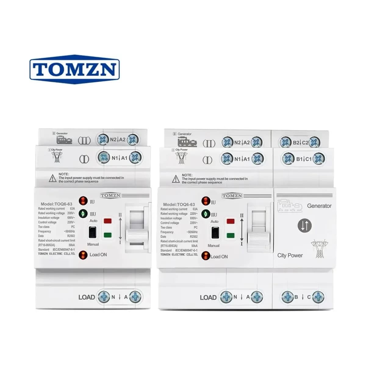 TOMZN TOQ6 DIN-rail automatic transfer switch
